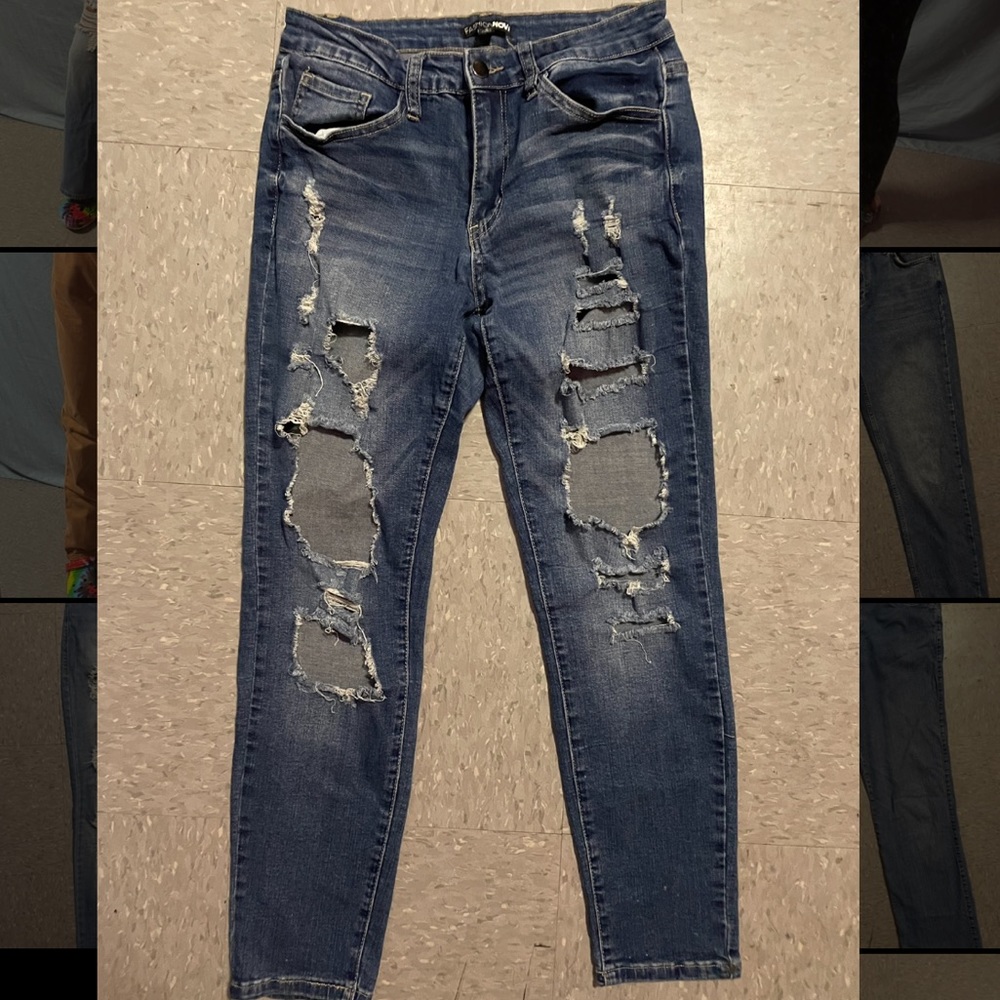 Blue ripped jeans